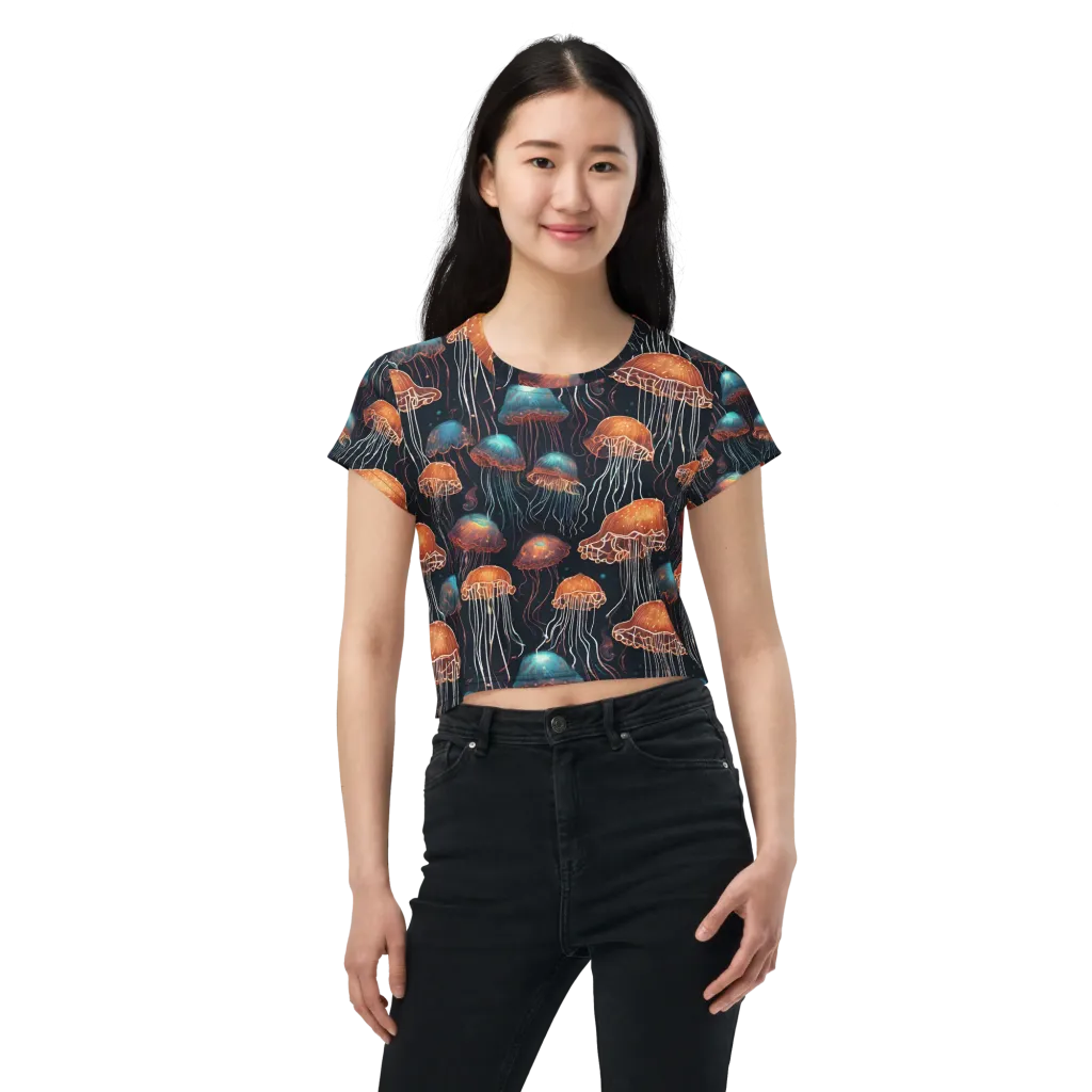 Ocean After Dark on Crop Tee — Front