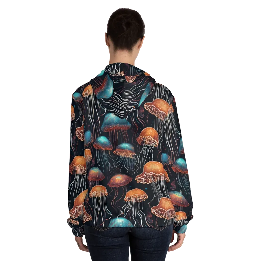 Ocean After Dark on Women's Full-Zip Hoodie — Back On Person