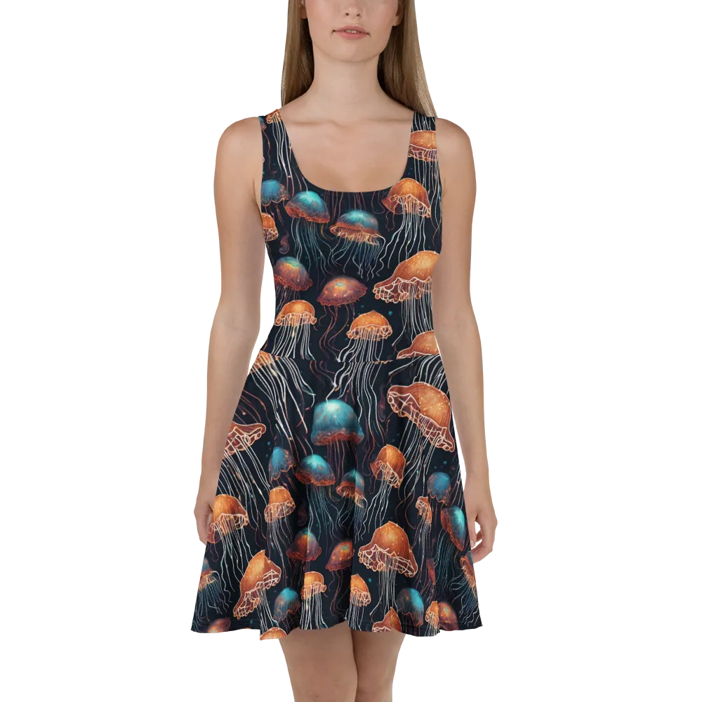 Ocean After Dark on Skater Dress — Front