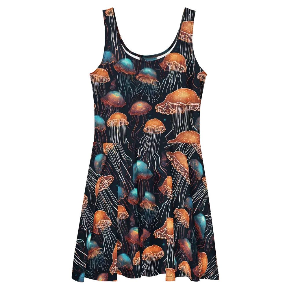Ocean After Dark on Skater Dress — Front