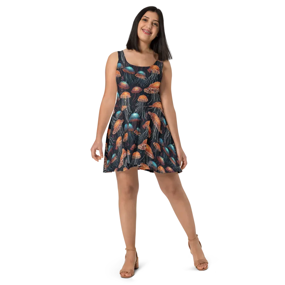 Ocean After Dark on Skater Dress — Front