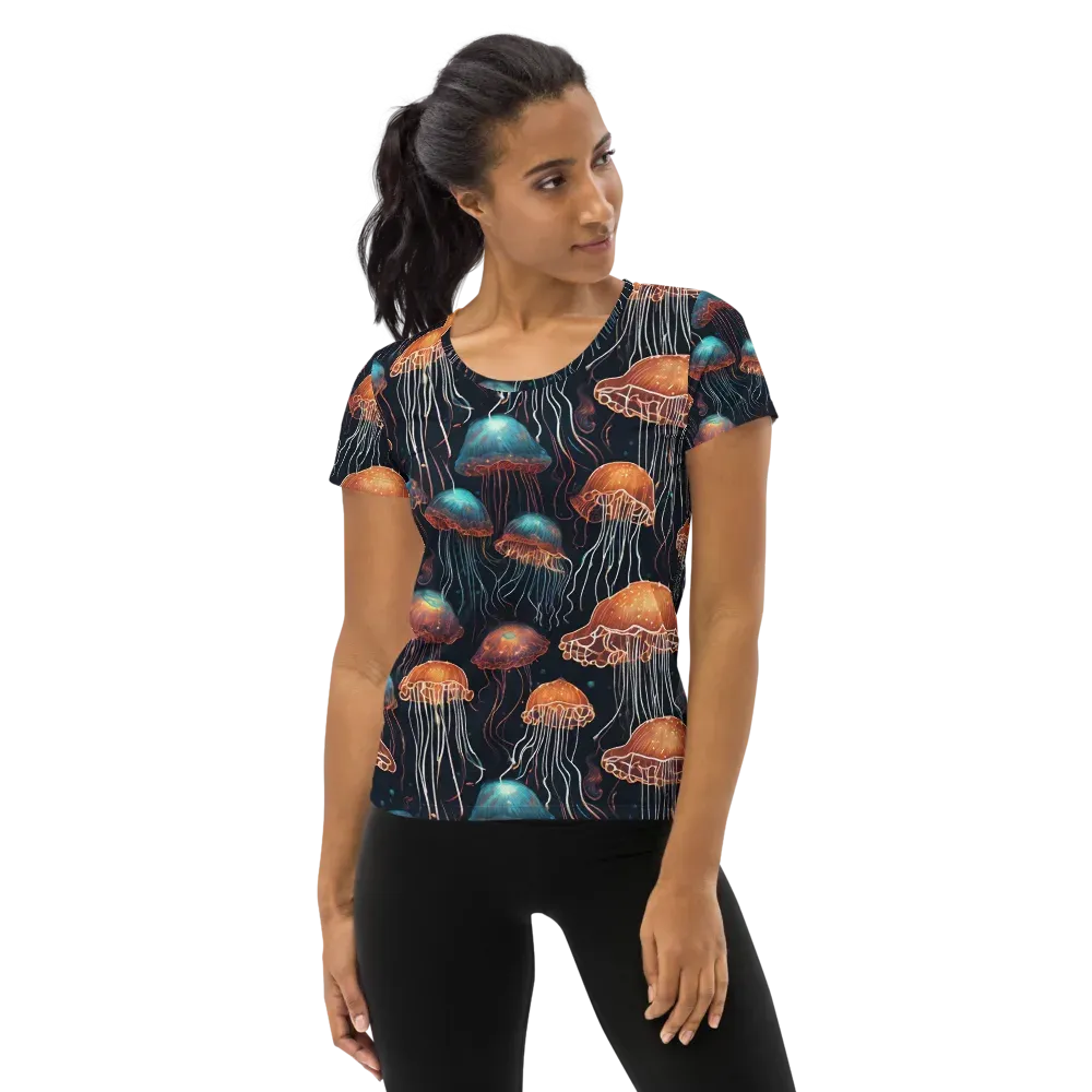 Ocean After Dark on Women's Athletic T-Shirt — Front
