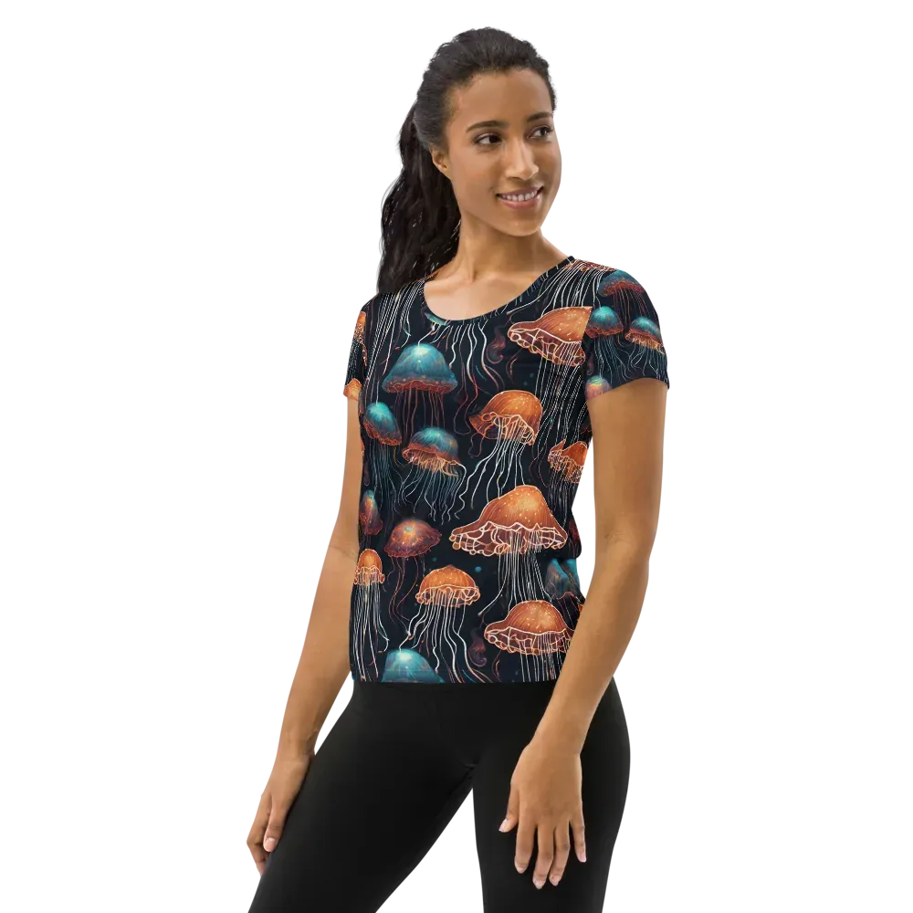 Ocean After Dark on Women's Athletic T-Shirt — Left