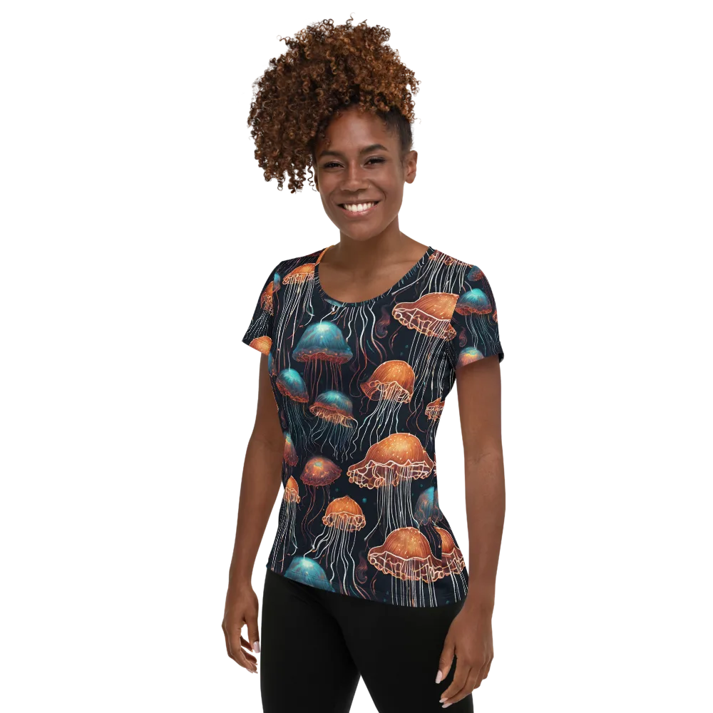 Ocean After Dark on Women's Athletic T-Shirt — Left