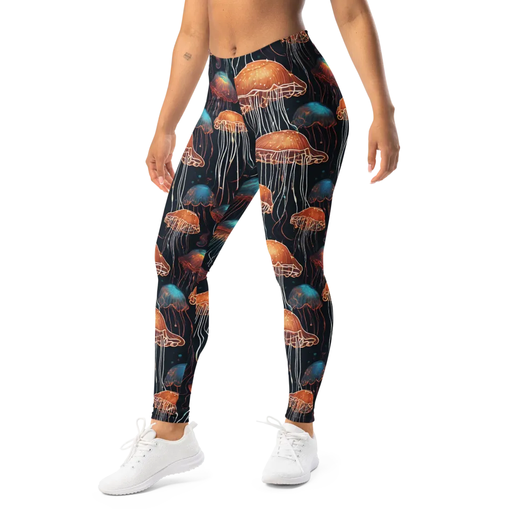 Ocean After Dark on Leggings — Left Front