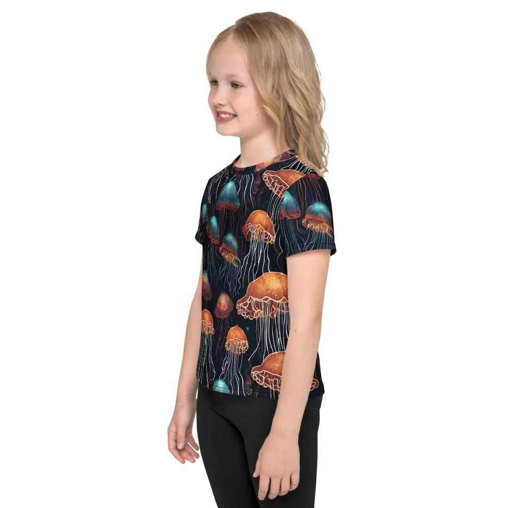 Ocean After Dark on Kids Crew Neck T-Shirt — Left