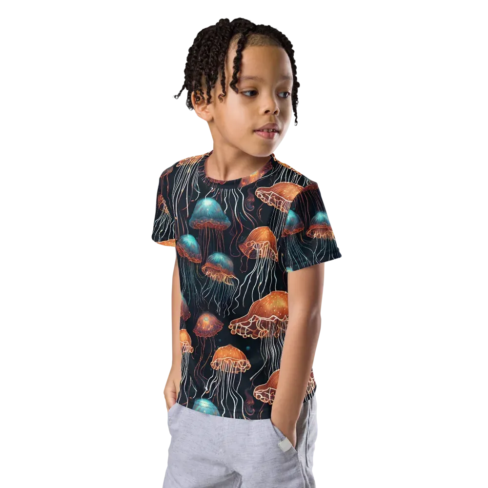 Ocean After Dark on Kids Crew Neck T-Shirt — Left Front