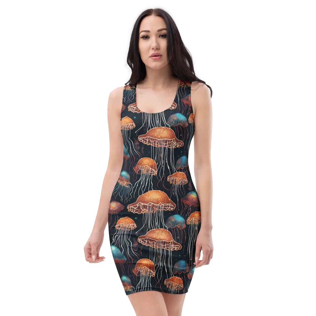 Ocean After Dark on Bodycon Dress — Front