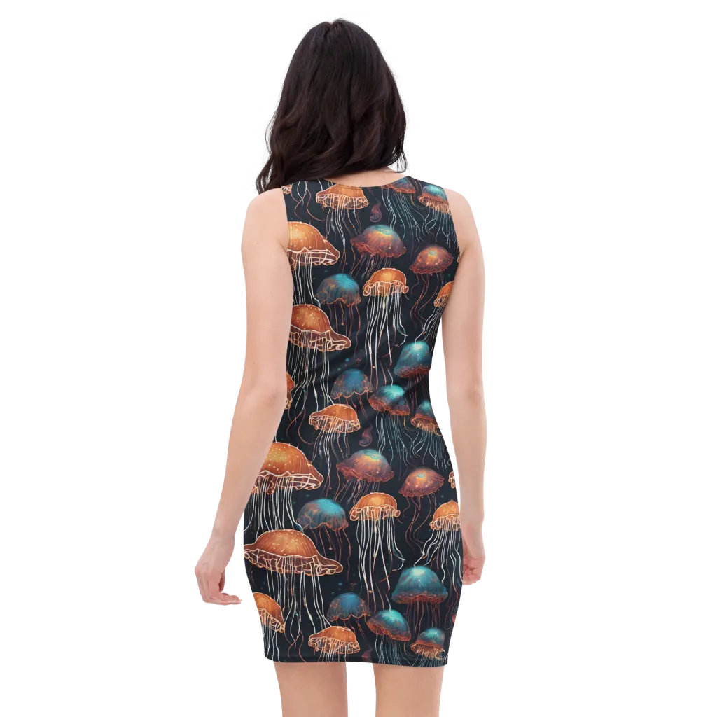 Ocean After Dark on Bodycon Dress — Back