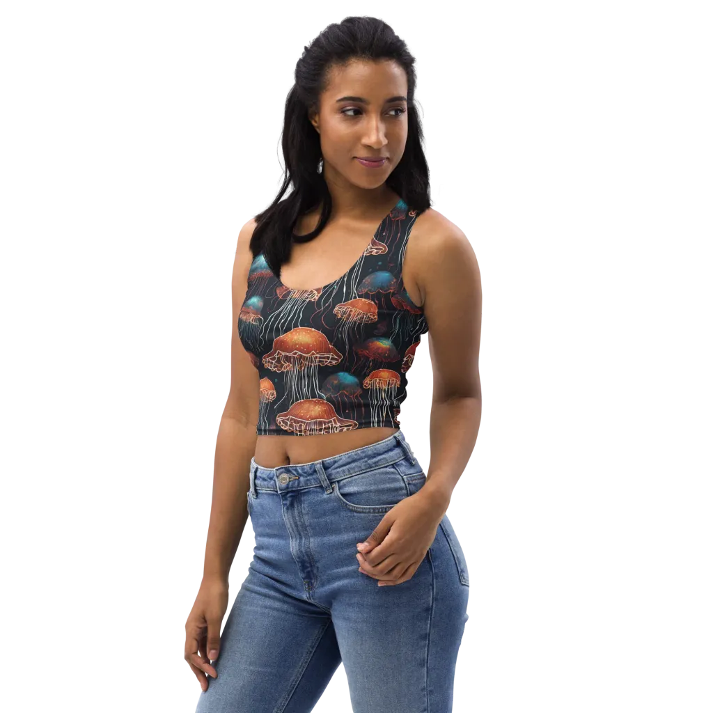 Ocean After Dark on Crop Top — Left Front
