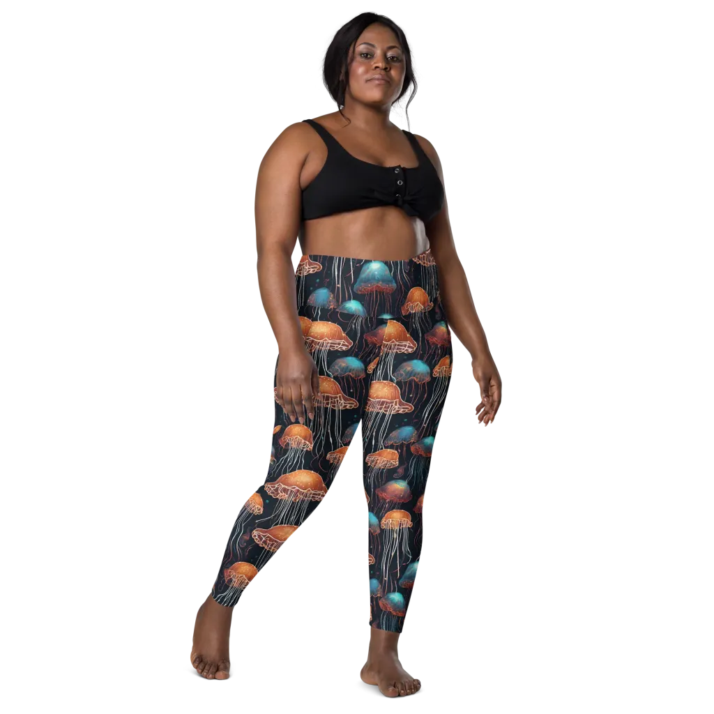 Ocean After Dark on Leggings with Pockets — Front