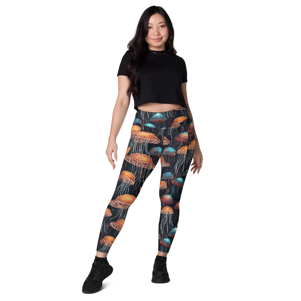 Ocean After Dark on Leggings with Pockets — Front
