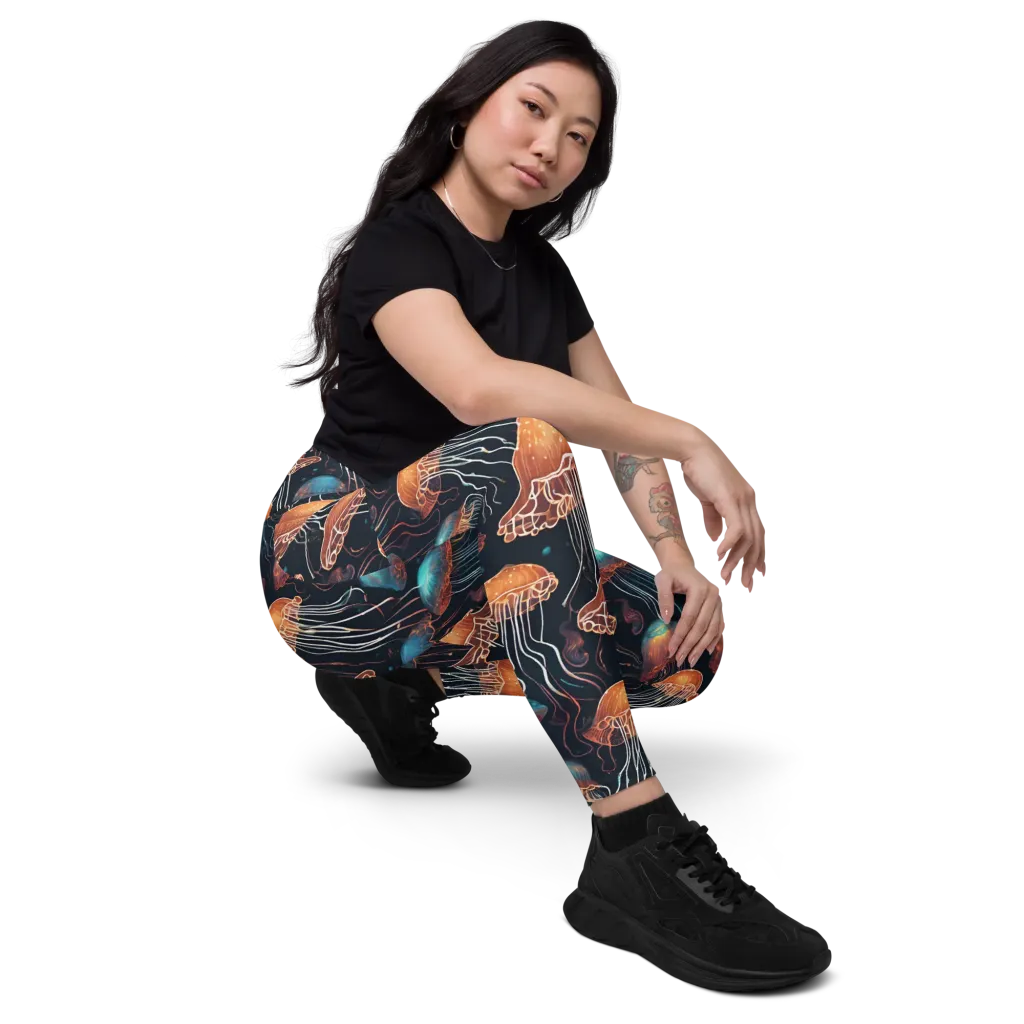 Ocean After Dark on Leggings with Pockets — Right Front