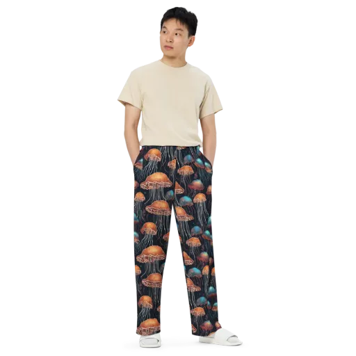 Ocean After Dark on a Wide-Leg Pants
