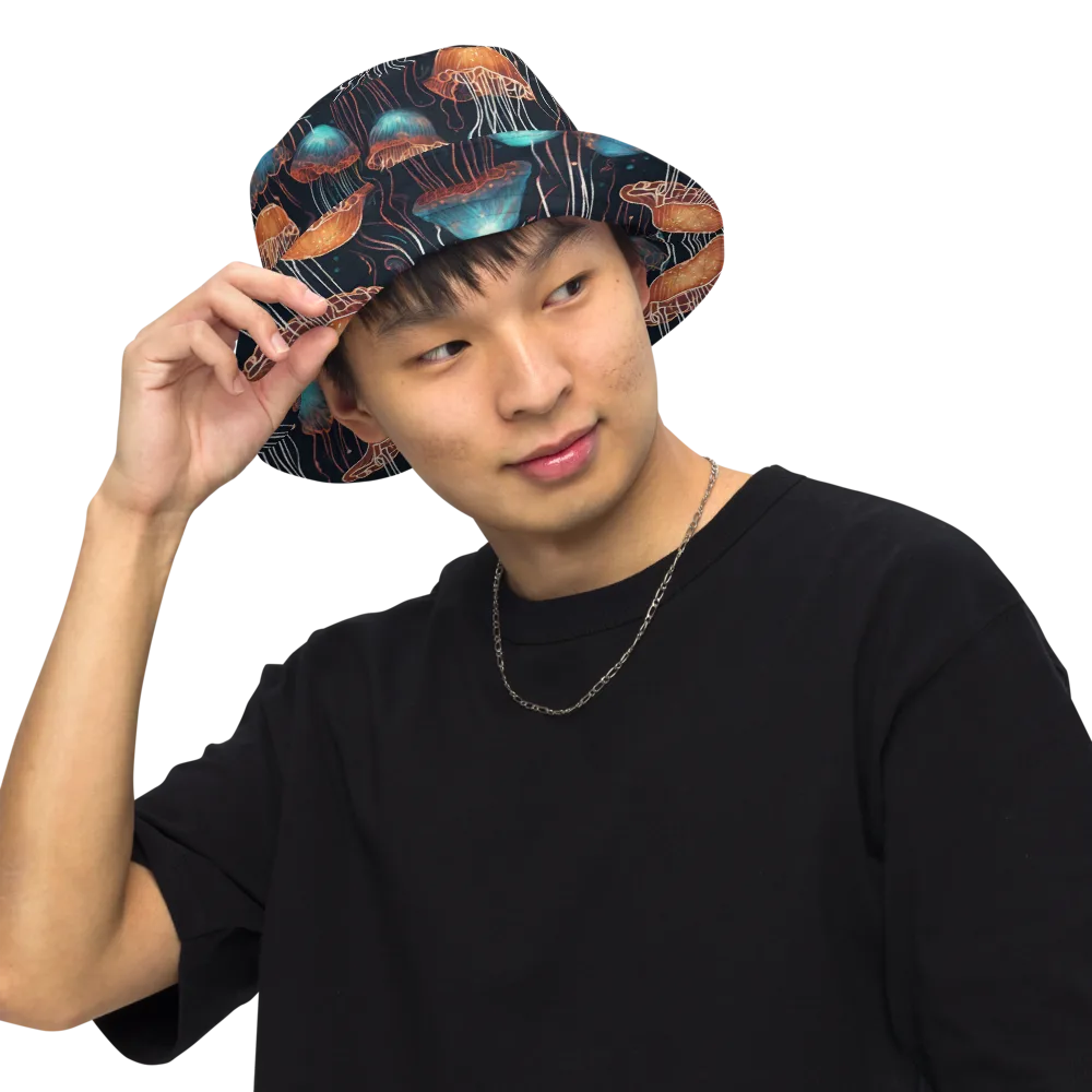 Ocean After Dark on Reversible Bucket Hat — Front Inside