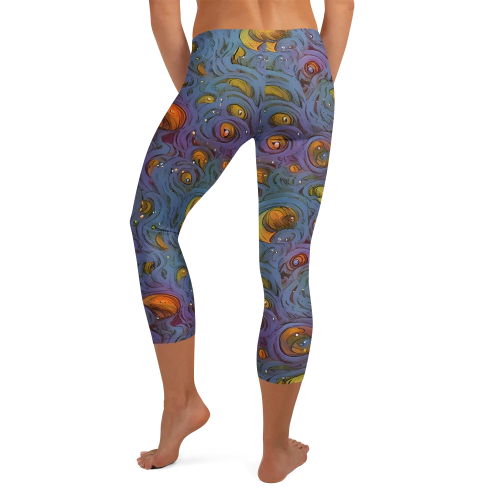 Amber Eye Garden on Capri Leggings — Back
