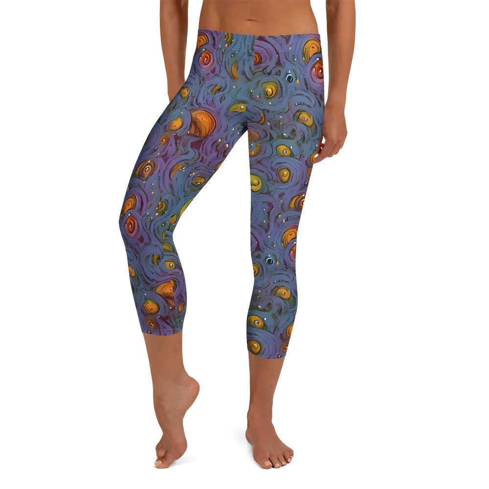 Amber Eye Garden on Capri Leggings — Front