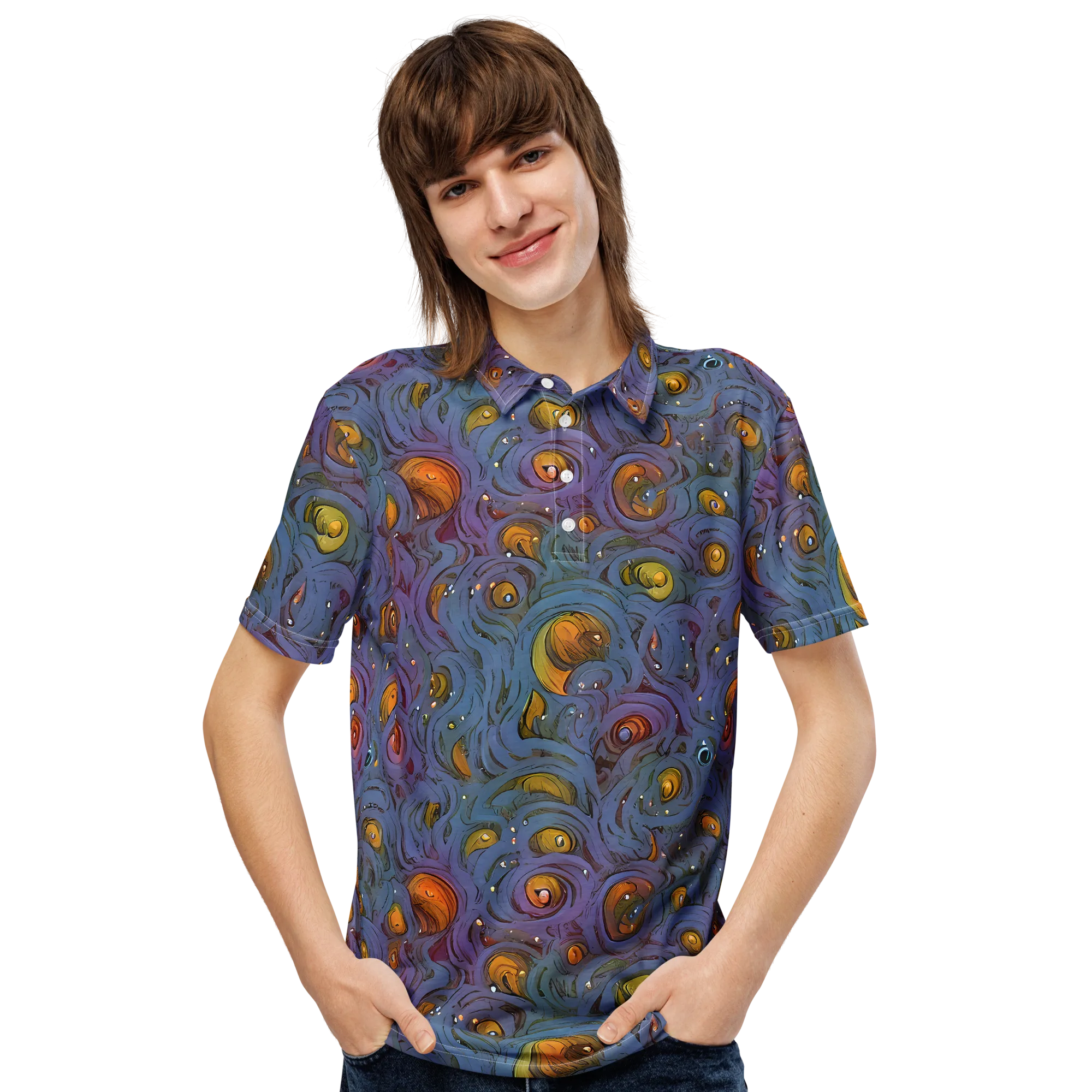 Amber Eye Garden on Men's Slim Fit Polo Shirt — Front