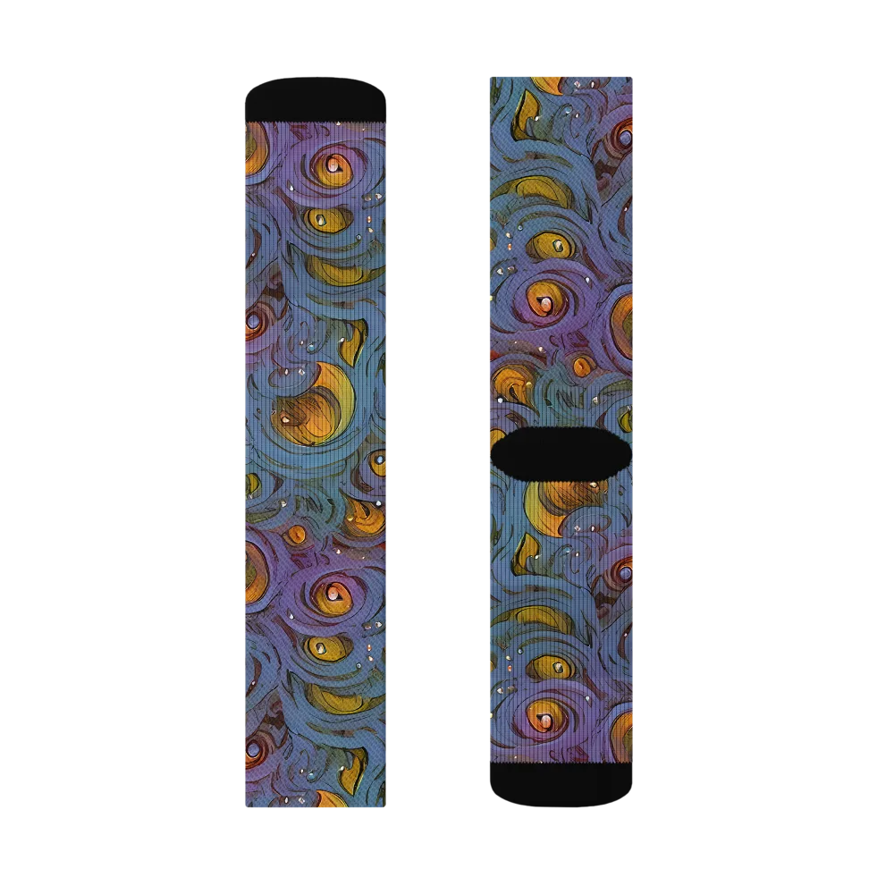 Amber Eye Garden on Socks — Right Sock