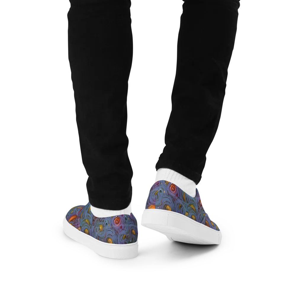Amber Eye Garden on Men's Lace-Up Canvas Shoes — Back