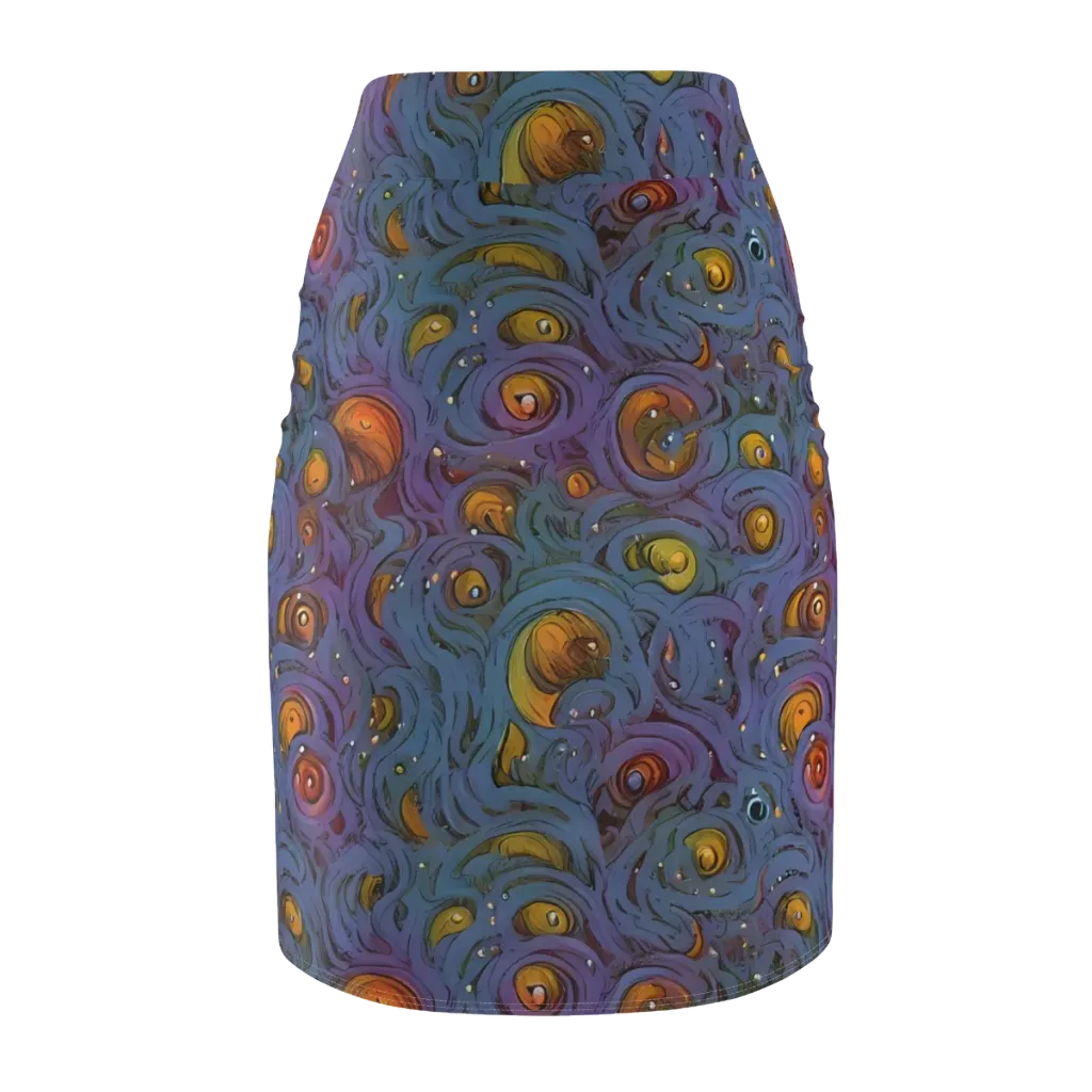 Amber Eye Garden on Pencil Skirt — Back