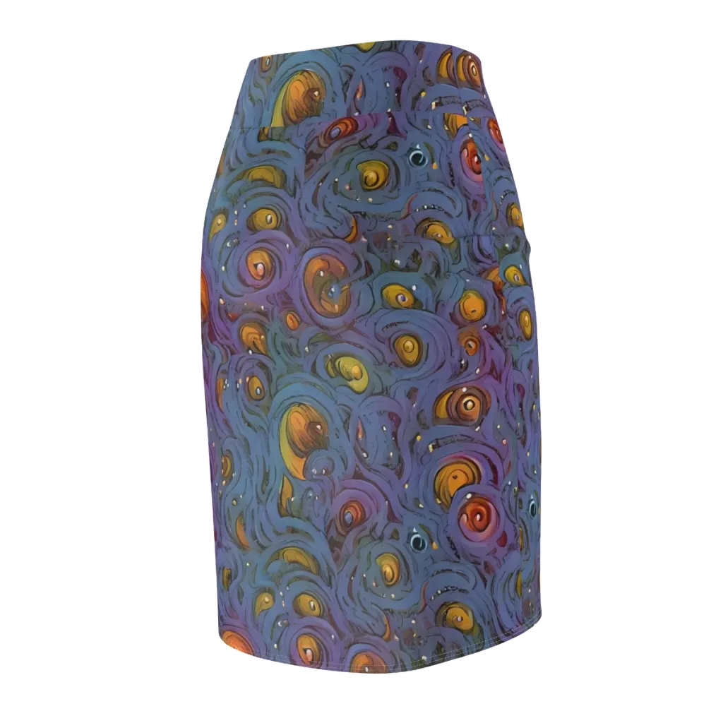 Amber Eye Garden on Pencil Skirt — Back Side