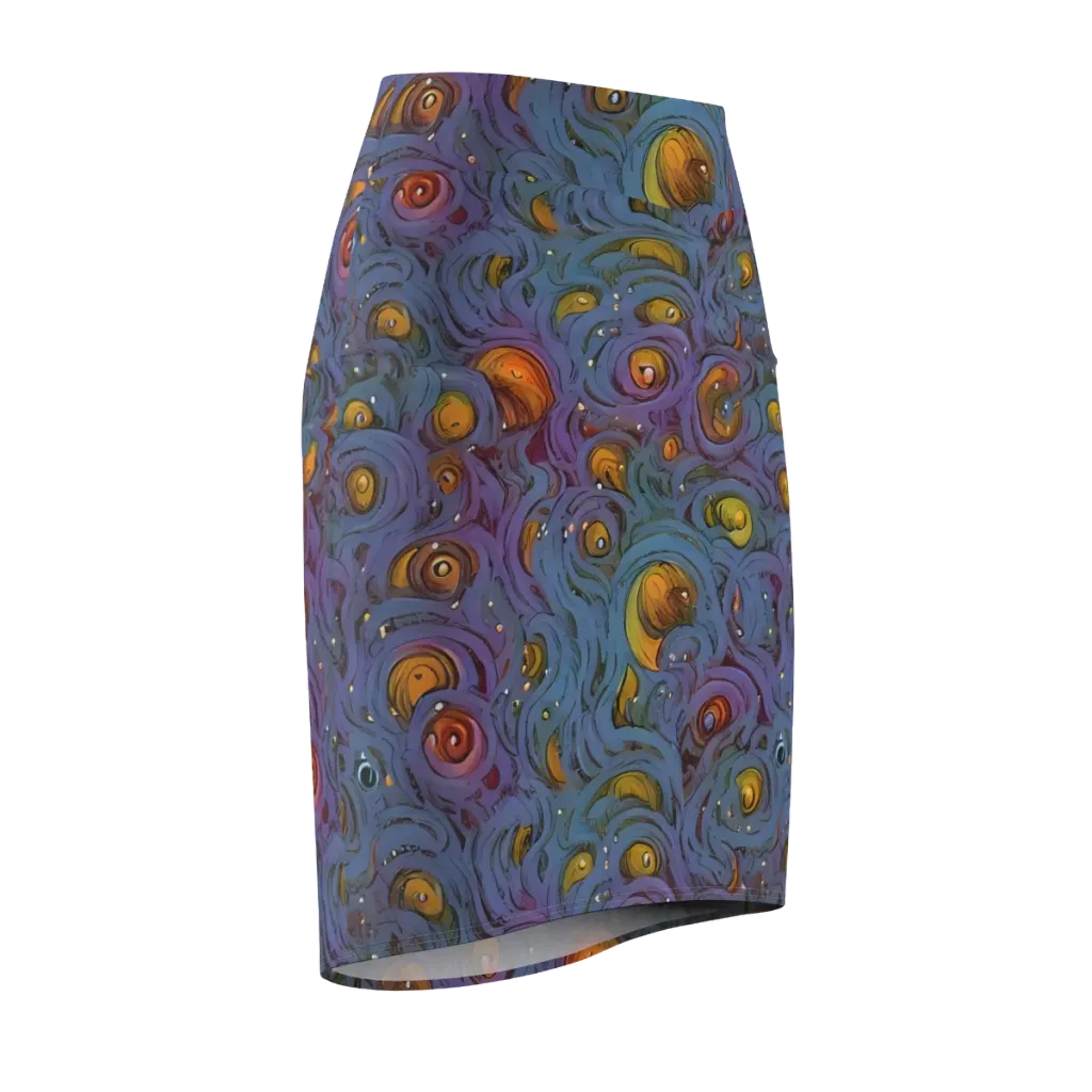 Amber Eye Garden on Pencil Skirt — Front Side