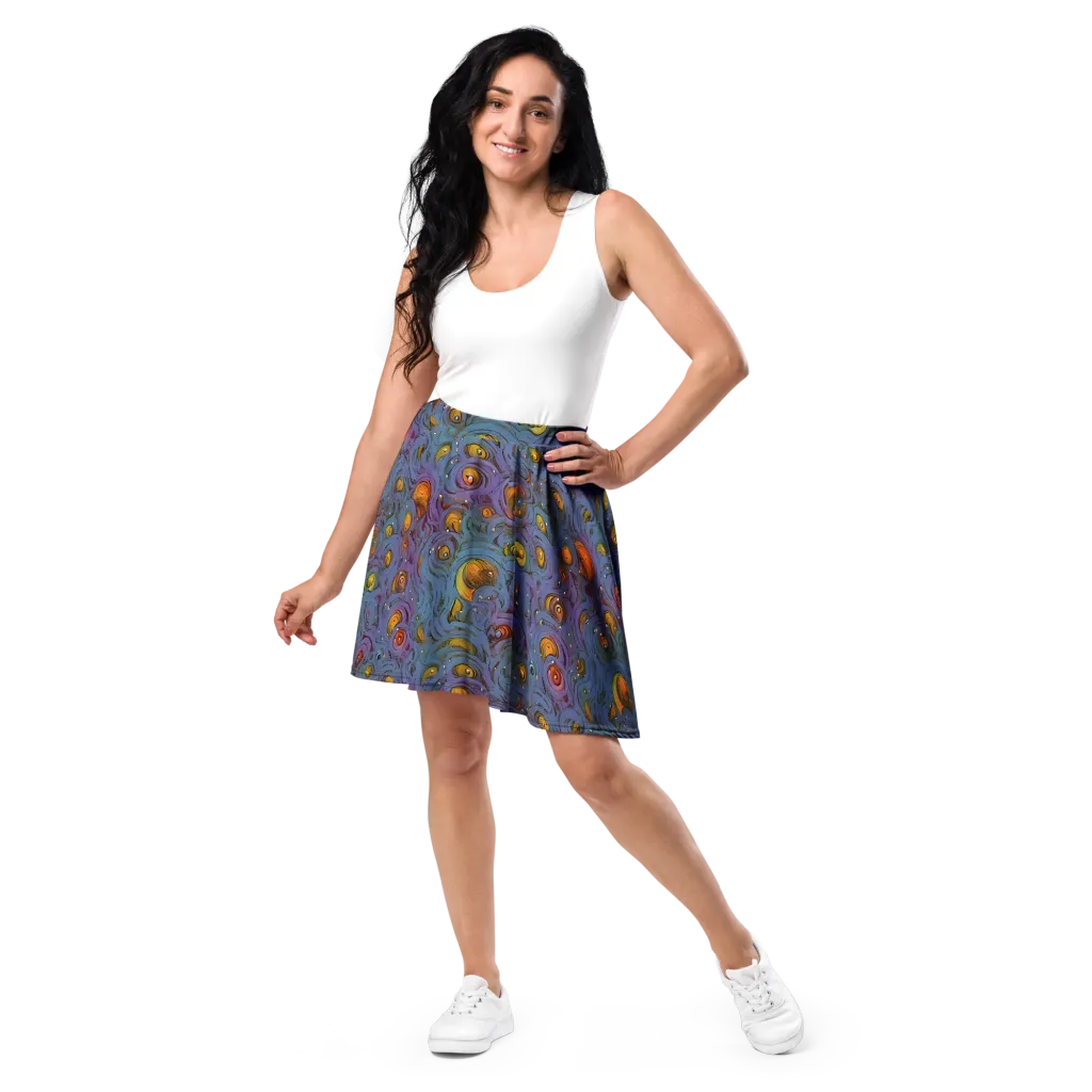 Amber Eye Garden on Skater Skirt — Front