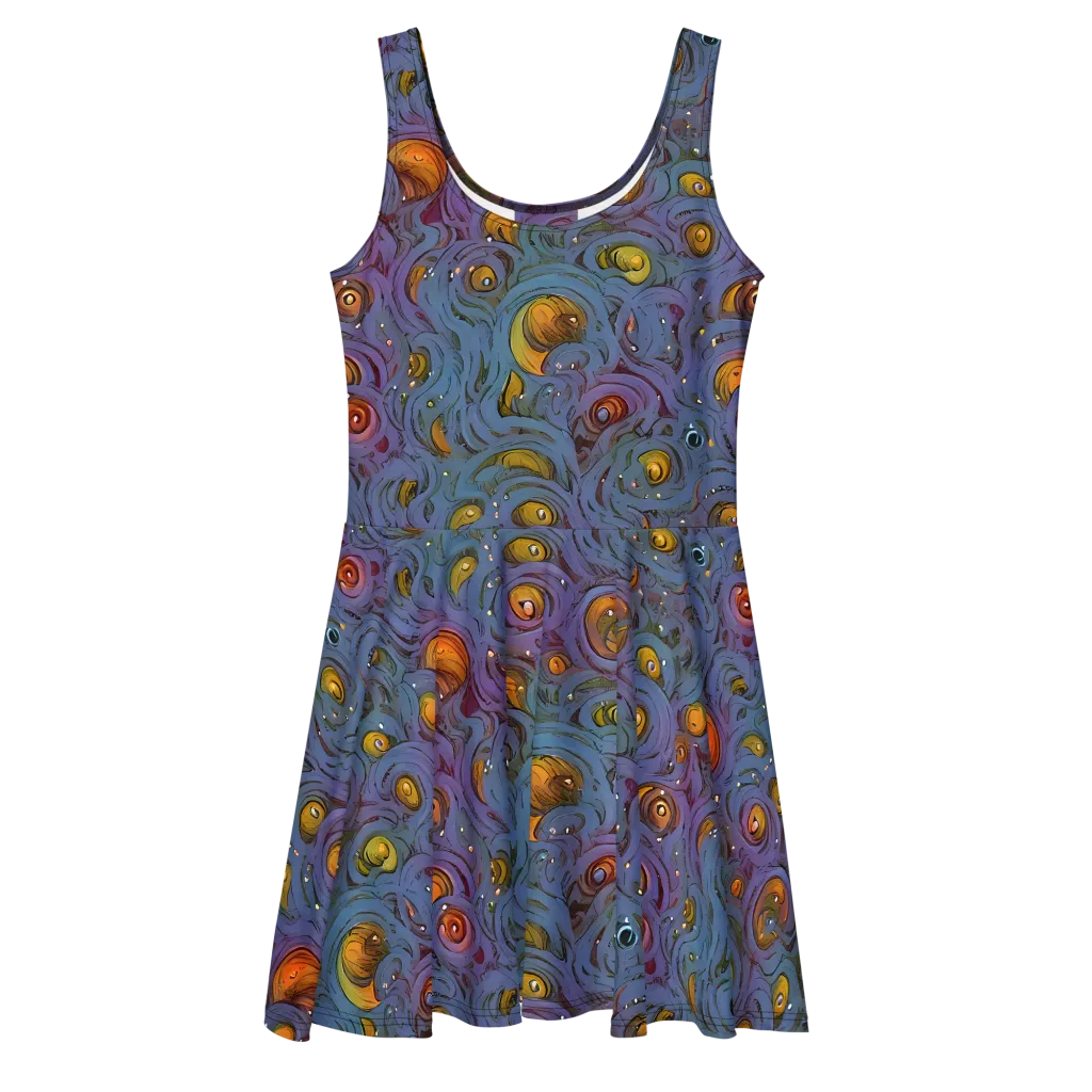 Amber Eye Garden on Skater Dress — Front