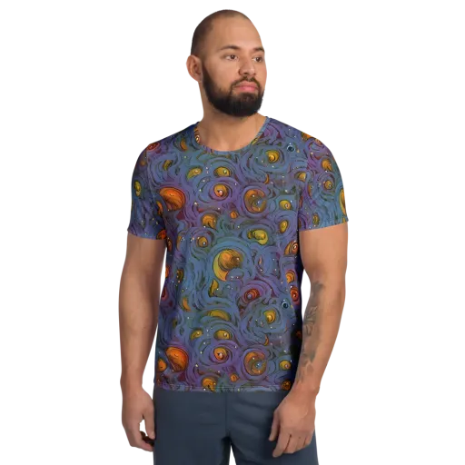 Amber Eye Garden on a Men's Athletic T-Shirt