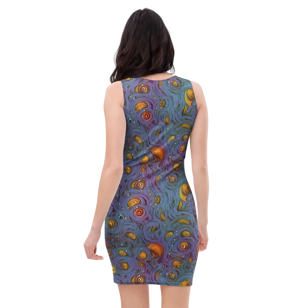 Amber Eye Garden on Bodycon Dress — Back