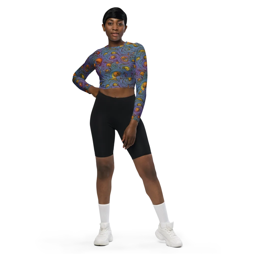 Amber Eye Garden on Long Sleeve Crop Top — Front