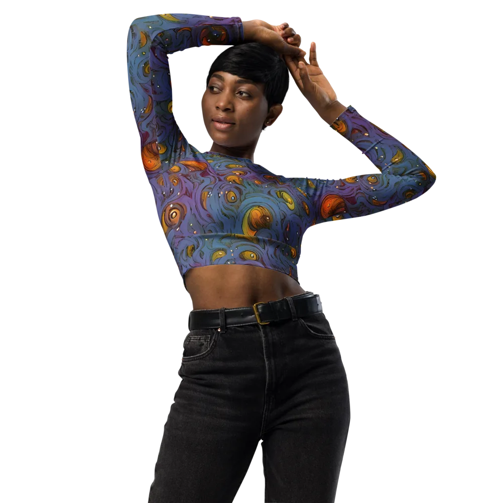 Amber Eye Garden on Long Sleeve Crop Top — Front