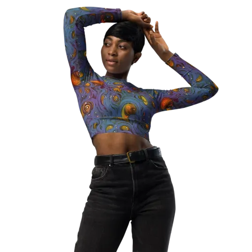 Amber Eye Garden on a Long Sleeve Crop Top