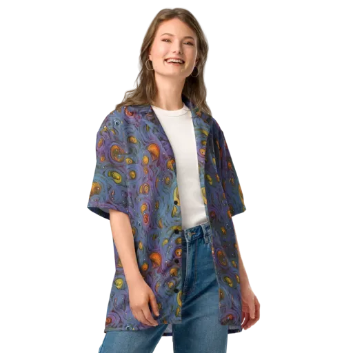 Amber Eye Garden on a Button Shirt