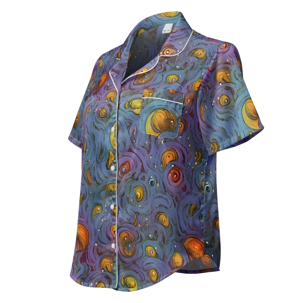 Amber Eye Garden on Women's Short Sleeve Pajama Top — Left Front