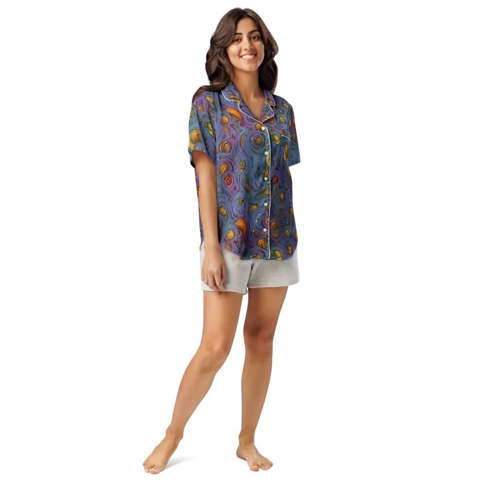 Amber Eye Garden on Women's Short Sleeve Pajama Top — Front