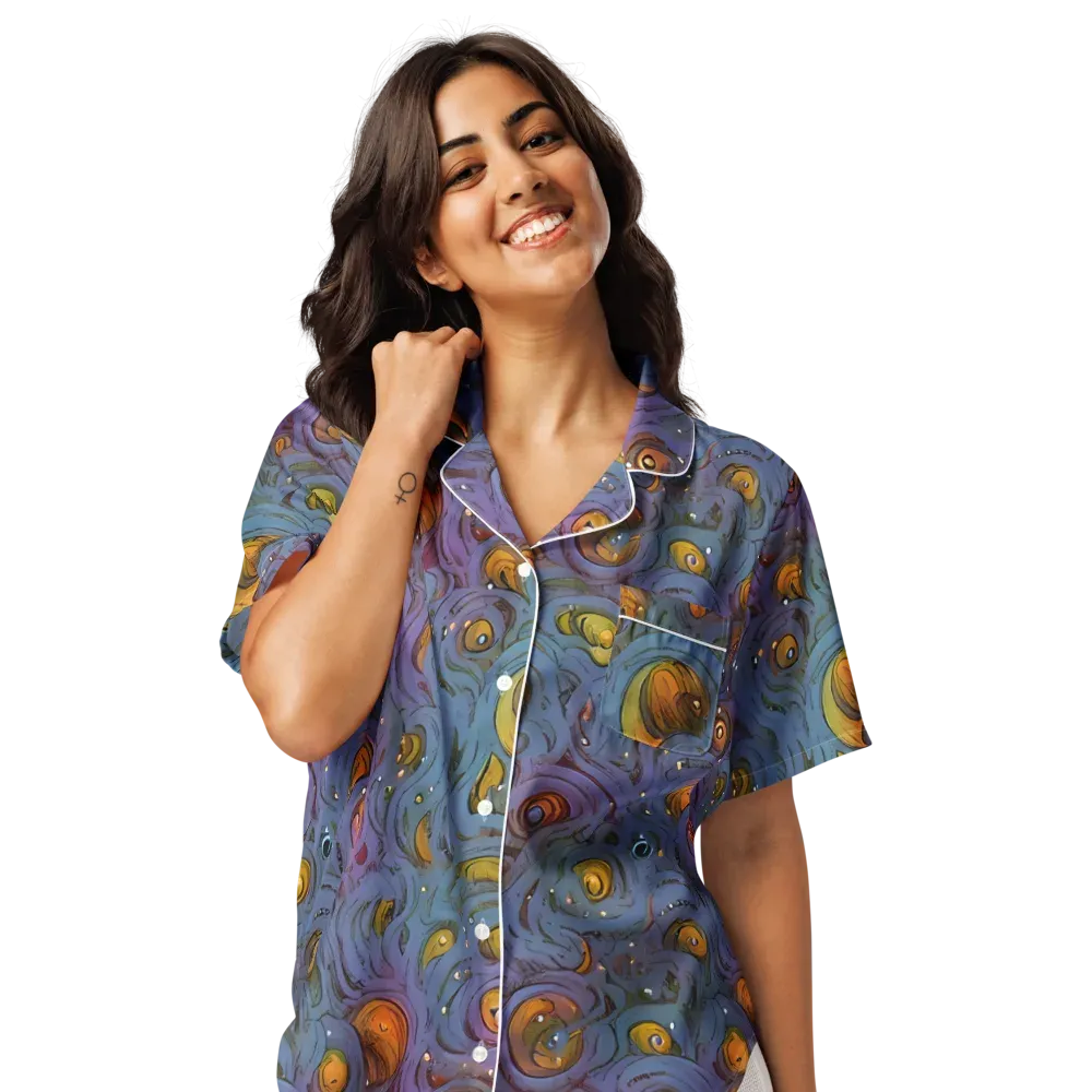 Amber Eye Garden on Women's Short Sleeve Pajama Top — Front