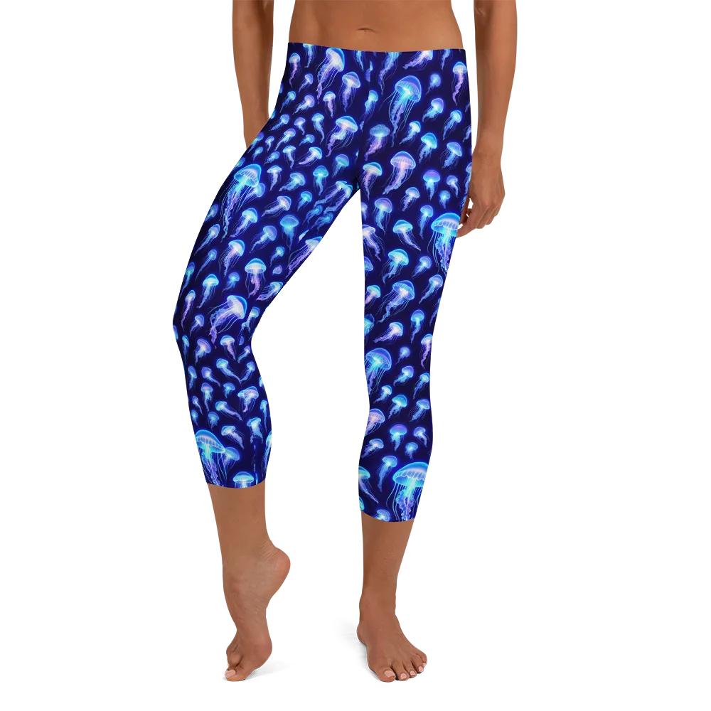 Electric Ocean on Capri Leggings — Front