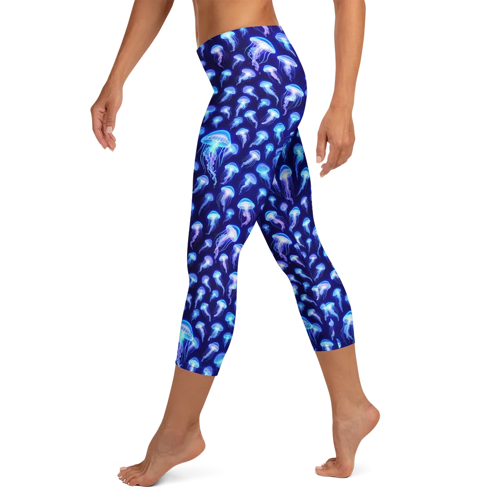 Electric Ocean on Capri Leggings — Left