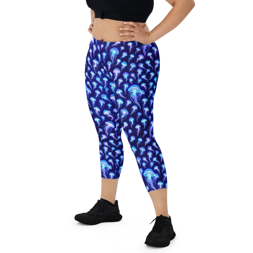 Electric Ocean on Capri Leggings — Front