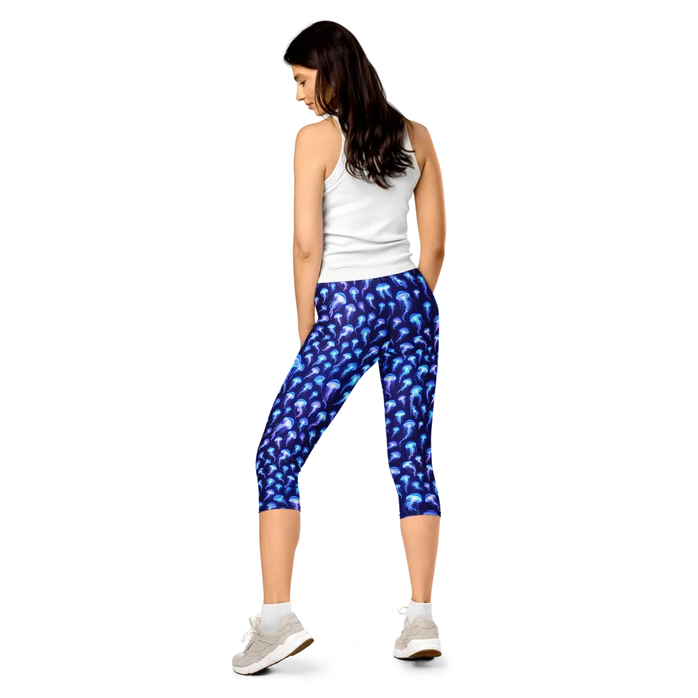 Electric Ocean on Capri Leggings — Back