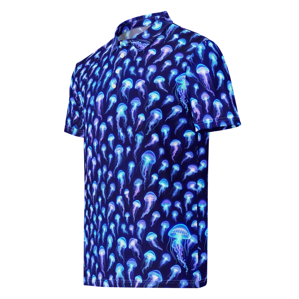 Electric Ocean on Men's Slim Fit Polo Shirt — Left Front