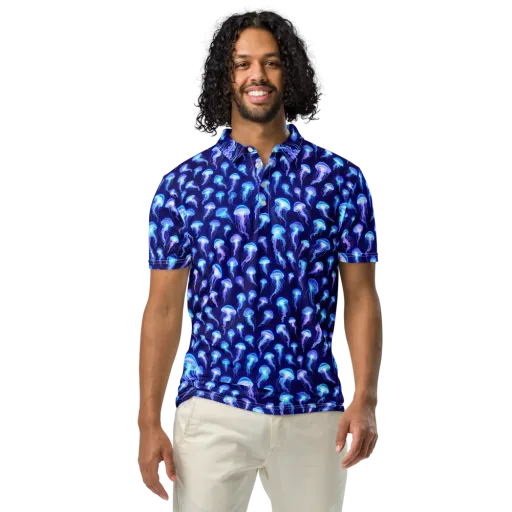 Electric Ocean on a Men's Slim Fit Polo Shirt