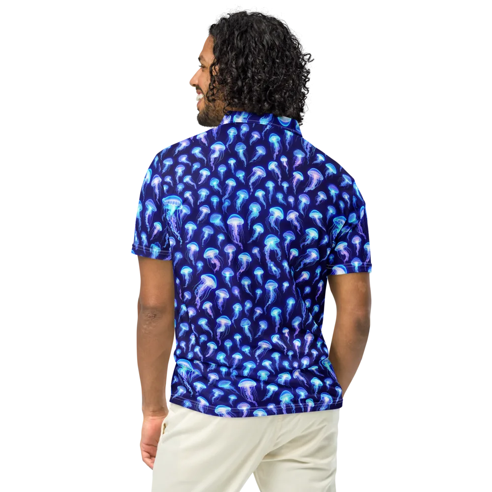 Electric Ocean on Men's Slim Fit Polo Shirt — Back