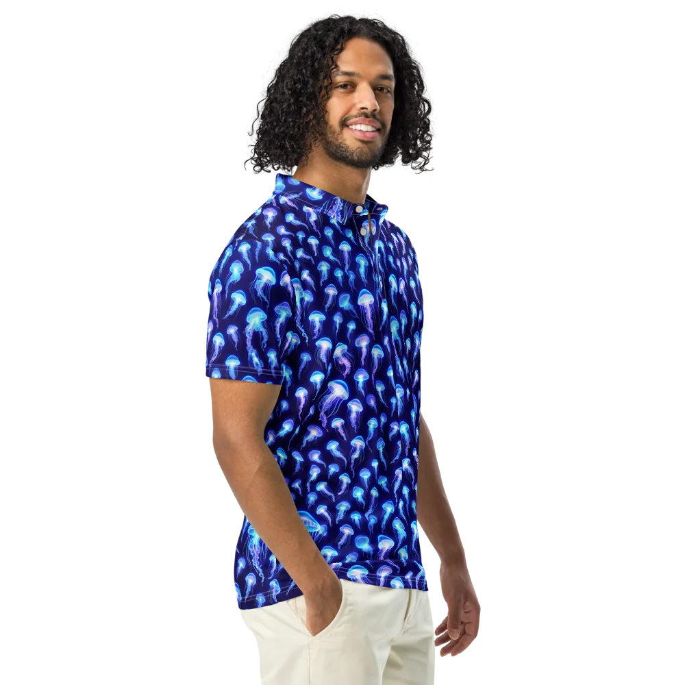 Electric Ocean on Men's Slim Fit Polo Shirt — Right Front
