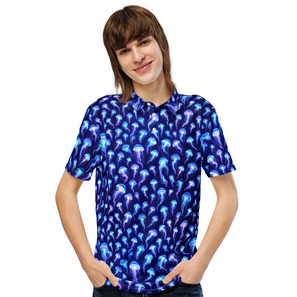 Electric Ocean on Men's Slim Fit Polo Shirt — Front