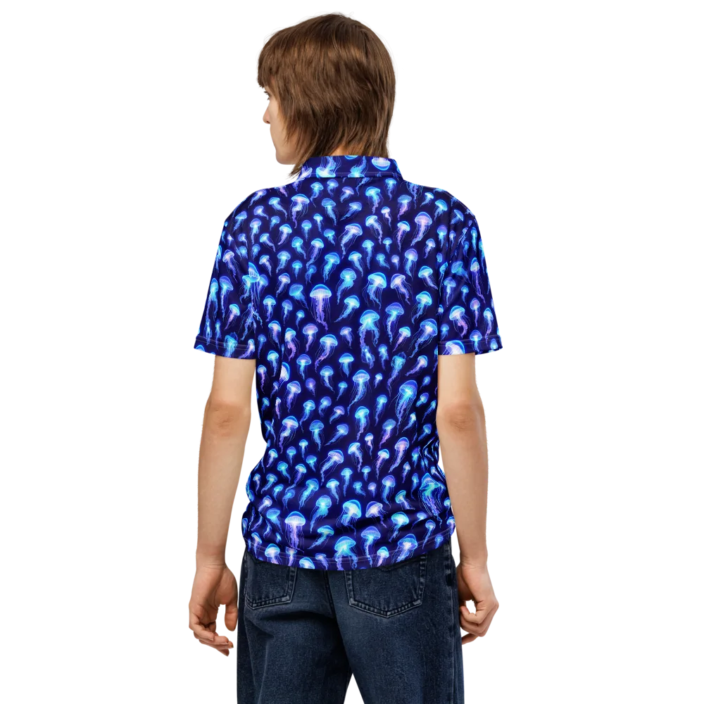 Electric Ocean on Men's Slim Fit Polo Shirt — Back