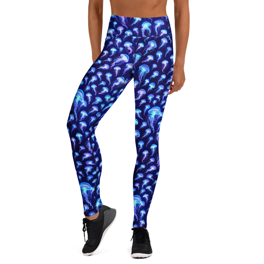 Electric Ocean on Yoga Leggings — Front