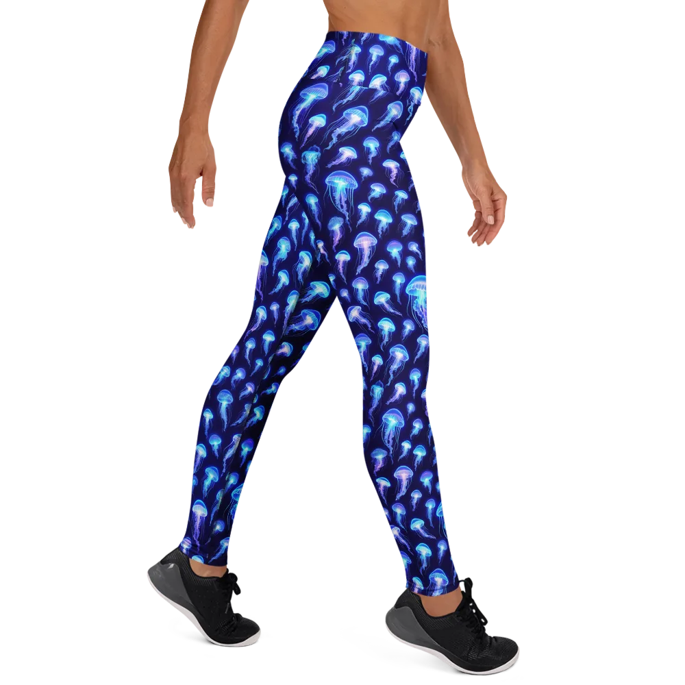Electric Ocean on Yoga Leggings — Right